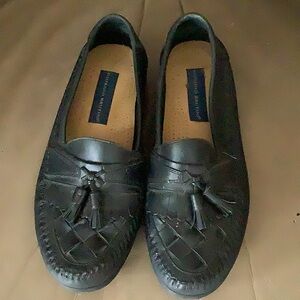 Black Leather Loafers with Tassels